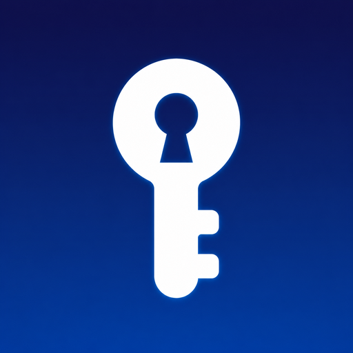 Secret Store app icon — a white key with a keyhole on a deep blue gradient