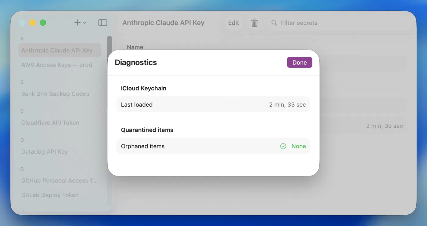 The Diagnostics sheet