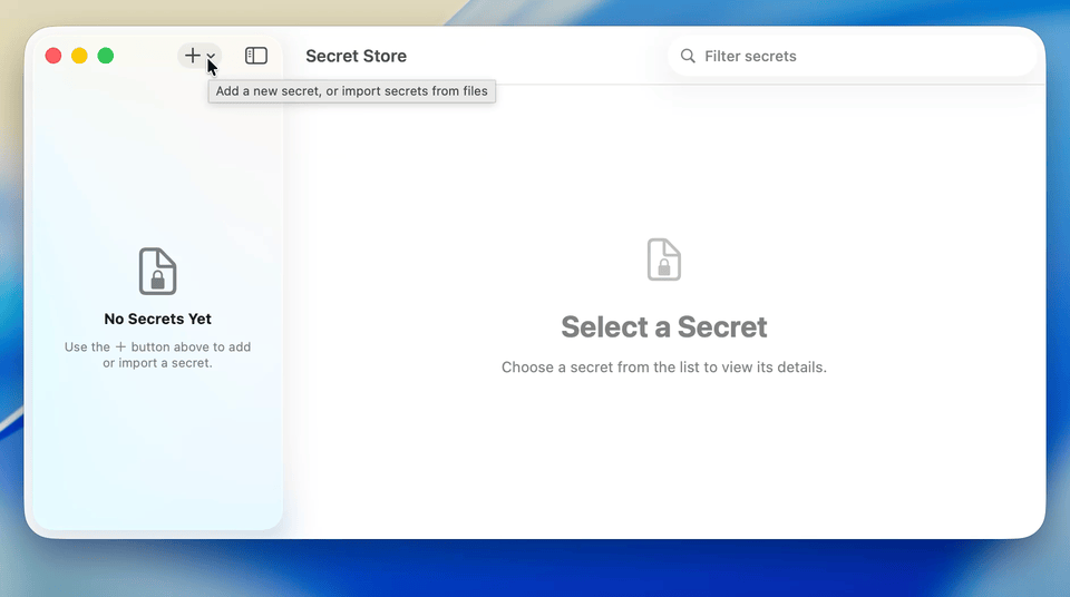 Loading a secret's value from a file in the New Secret sheet